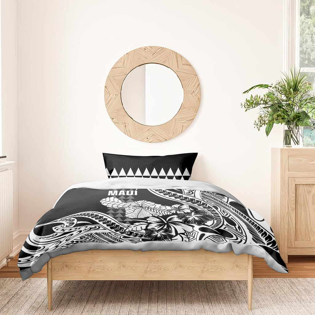 Hawaii Maui Upena Kiloi Bedding Set Kakau Tribal Pattern Black Version