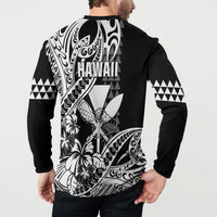 Hawaii Maui Upena Kiloi Button Sweatshirt Kakau Tribal Pattern Black Version