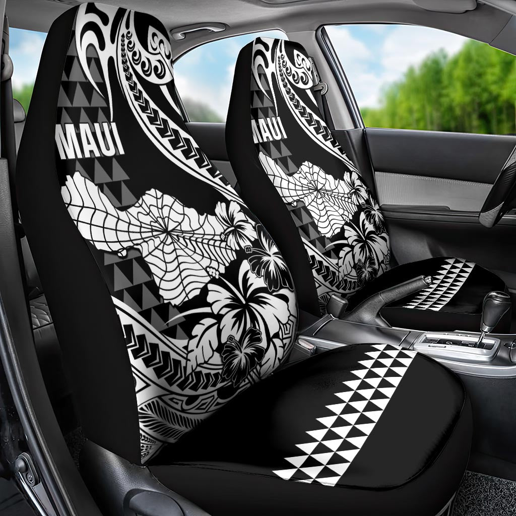 Hawaii Maui Upena Kiloi Car Seat Cover Kakau Tribal Pattern Black Version