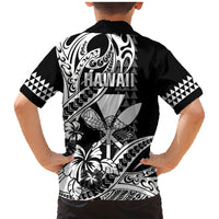 Hawaii Maui Upena Kiloi Family Matching Mermaid Dress and Hawaiian Shirt Kakau Tribal Pattern Black Version