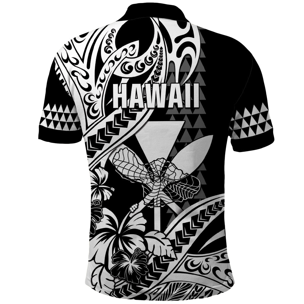 Hawaii Maui Upena Kiloi Polo Shirt Kakau Tribal Pattern Black Version