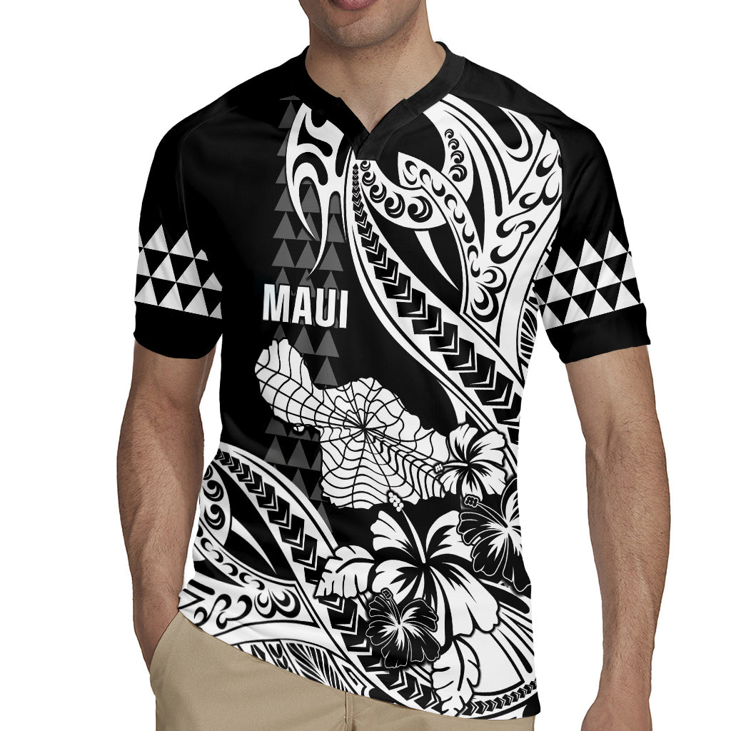Hawaii Maui Upena Kiloi Rugby Jersey Kakau Tribal Pattern Black Version