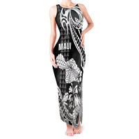 Hawaii Maui Upena Kiloi Tank Maxi Dress Kakau Tribal Pattern Black Version