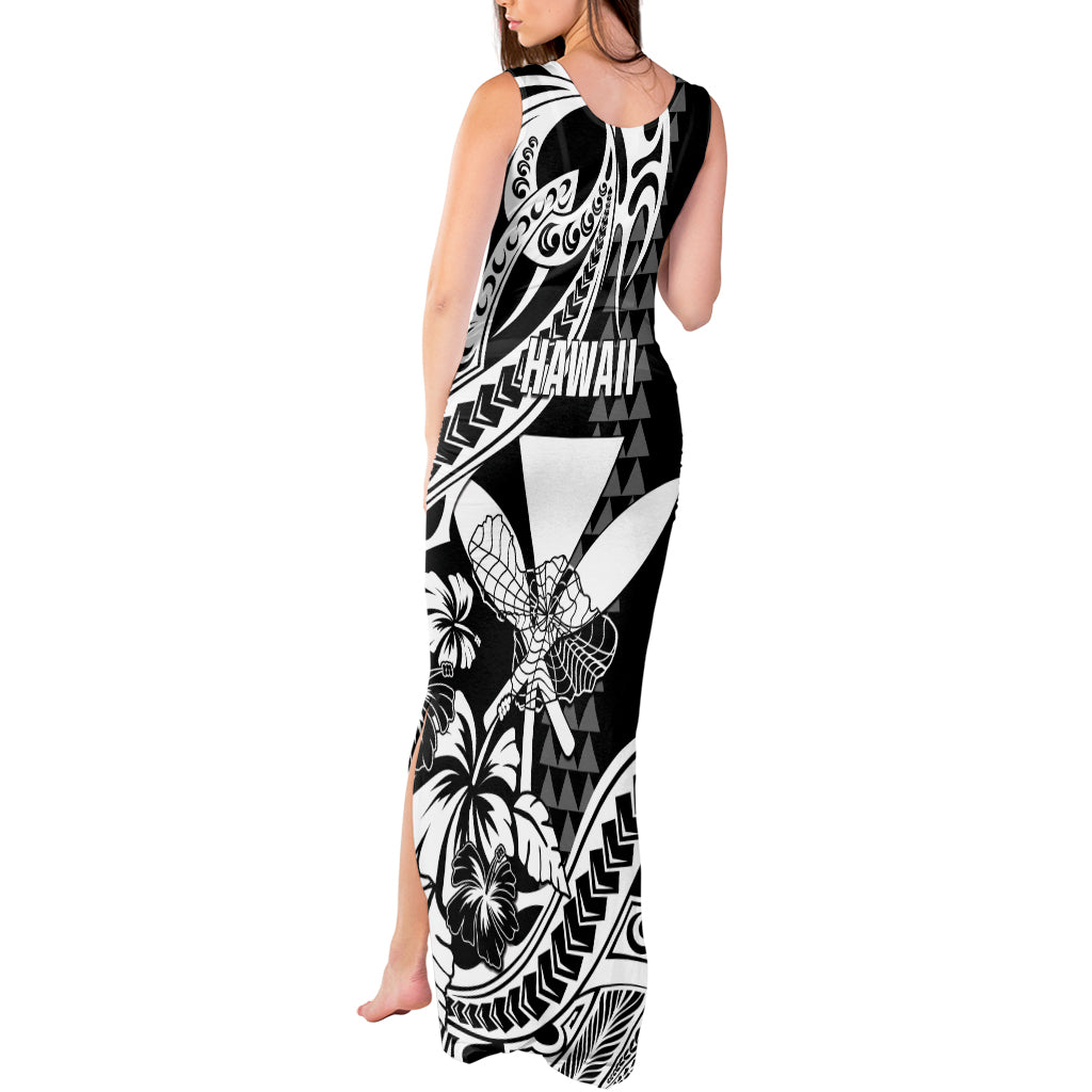Hawaii Maui Upena Kiloi Tank Maxi Dress Kakau Tribal Pattern Black Version