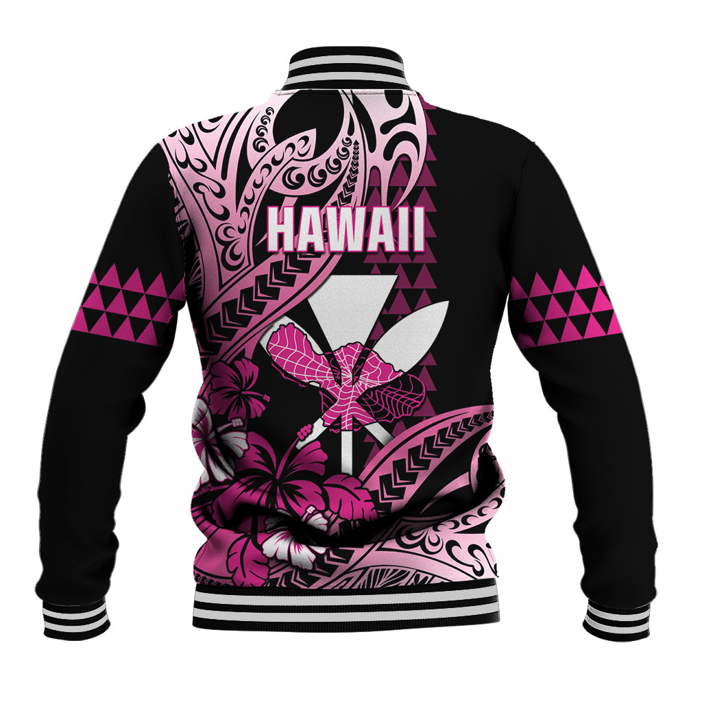 Hawaii Maui Upena Kiloi Baseball Jacket Kakau Tribal Pattern Pink Version