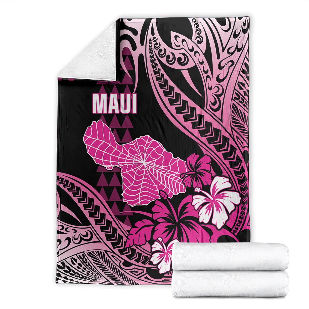 Hawaii Maui Upena Kiloi Blanket Kakau Tribal Pattern Pink Version