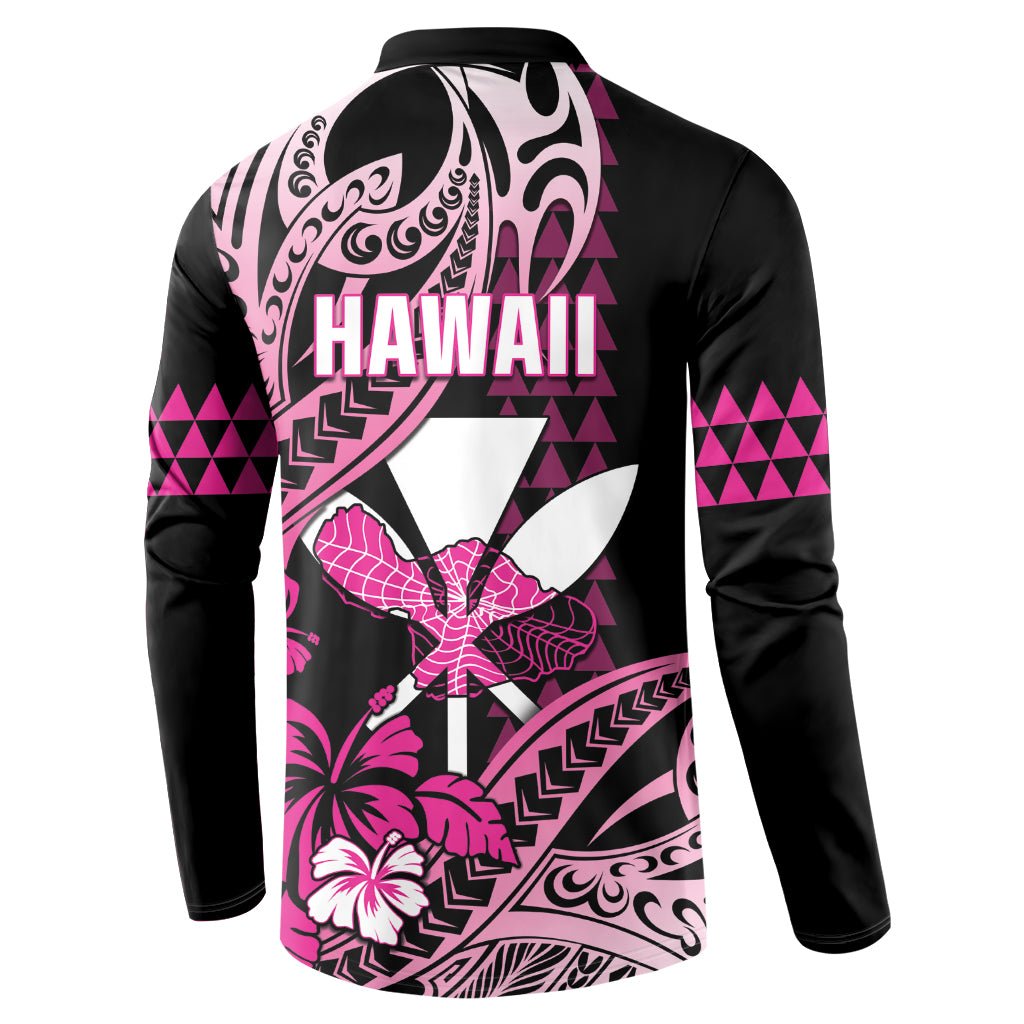 Hawaii Maui Upena Kiloi Button Sweatshirt Kakau Tribal Pattern Pink Version