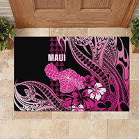 Hawaii Maui Upena Kiloi Rubber Doormat Kakau Tribal Pattern Pink Version