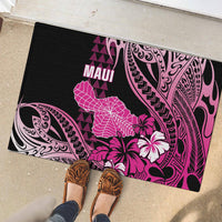Hawaii Maui Upena Kiloi Rubber Doormat Kakau Tribal Pattern Pink Version