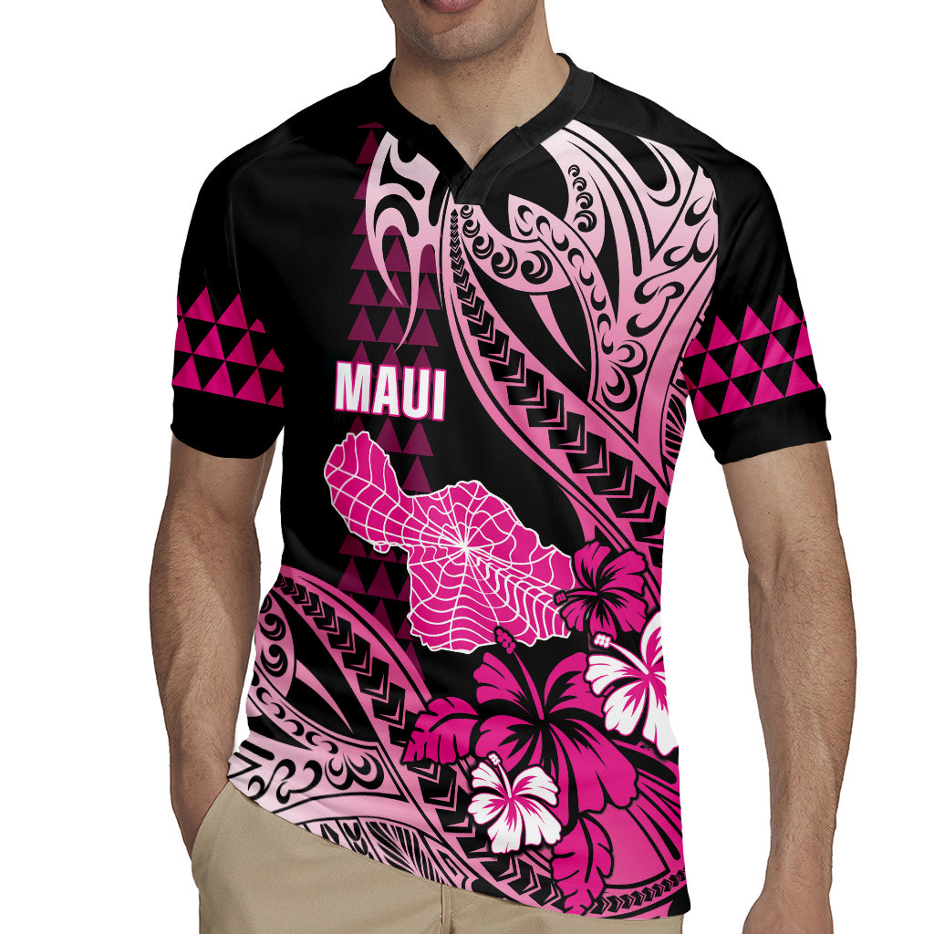 Hawaii Maui Upena Kiloi Rugby Jersey Kakau Tribal Pattern Pink Version