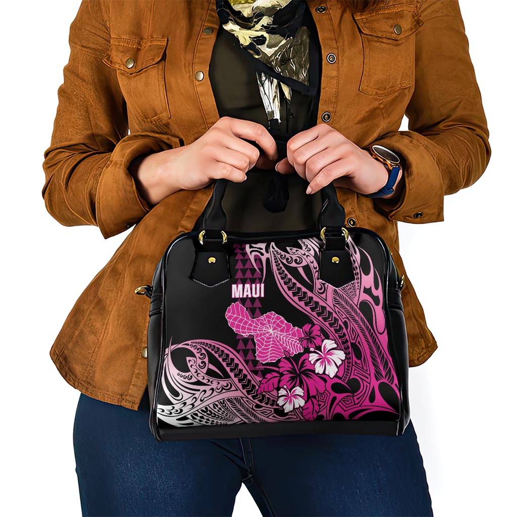 Hawaii Maui Upena Kiloi Shoulder Handbag Kakau Tribal Pattern Pink Version