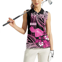 Hawaii Maui Upena Kiloi Women Sleeveless Polo Shirt Kakau Tribal Pattern Pink Version