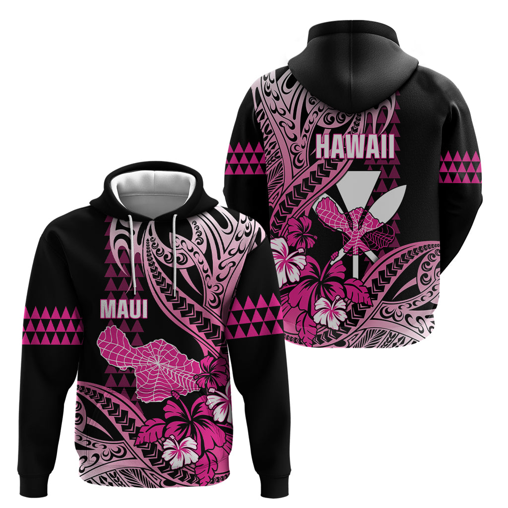 Hawaii Maui Upena Kiloi Zip Hoodie Kakau Tribal Pattern Pink Version
