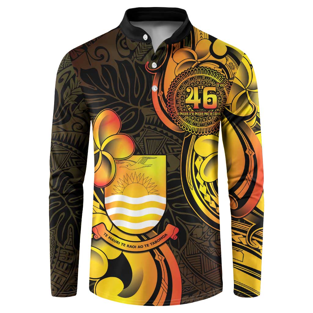 Personalised Kiribati Independence Day Button Sweatshirt 46th Anniversary LT05 Yellow - Polynesian Pride