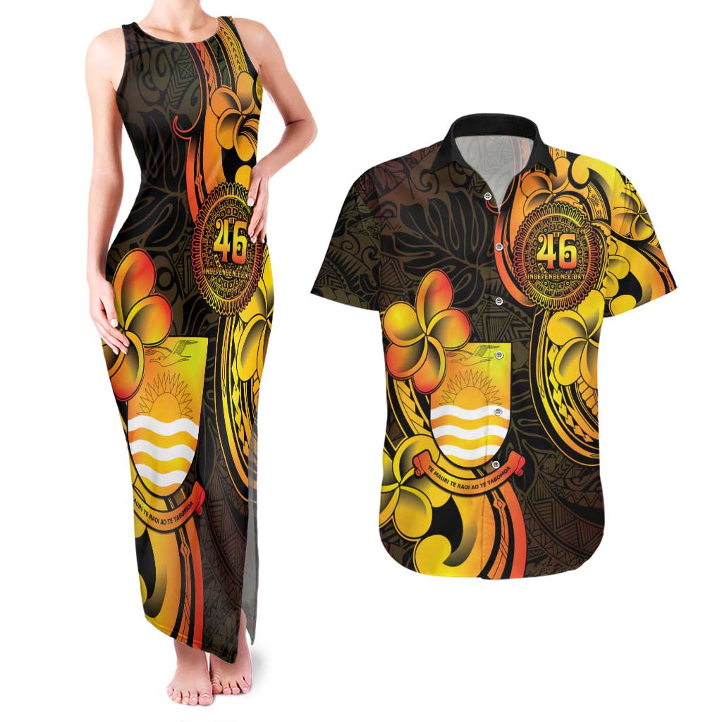 Personalised Kiribati Independence Day Couples Matching Tank Maxi Dress and Hawaiian Shirt 46th Anniversary LT05 Yellow - Polynesian Pride