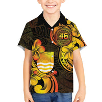 Personalised Kiribati Independence Day Family Matching Long Sleeve Bodycon Dress and Hawaiian Shirt 46th Anniversary