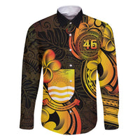 Personalised Kiribati Independence Day Family Matching Summer Maxi Dress and Hawaiian Shirt 46th Anniversary LT05 Dad's Shirt - Long Sleeve Yellow - Polynesian Pride
