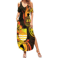 Personalised Kiribati Independence Day Family Matching Summer Maxi Dress and Hawaiian Shirt 46th Anniversary LT05 Mom's Dress Yellow - Polynesian Pride