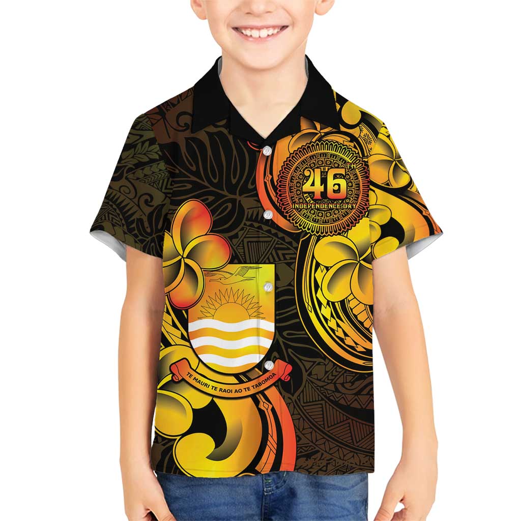 Personalised Kiribati Independence Day Family Matching Summer Maxi Dress and Hawaiian Shirt 46th Anniversary LT05 Son's Shirt Yellow - Polynesian Pride