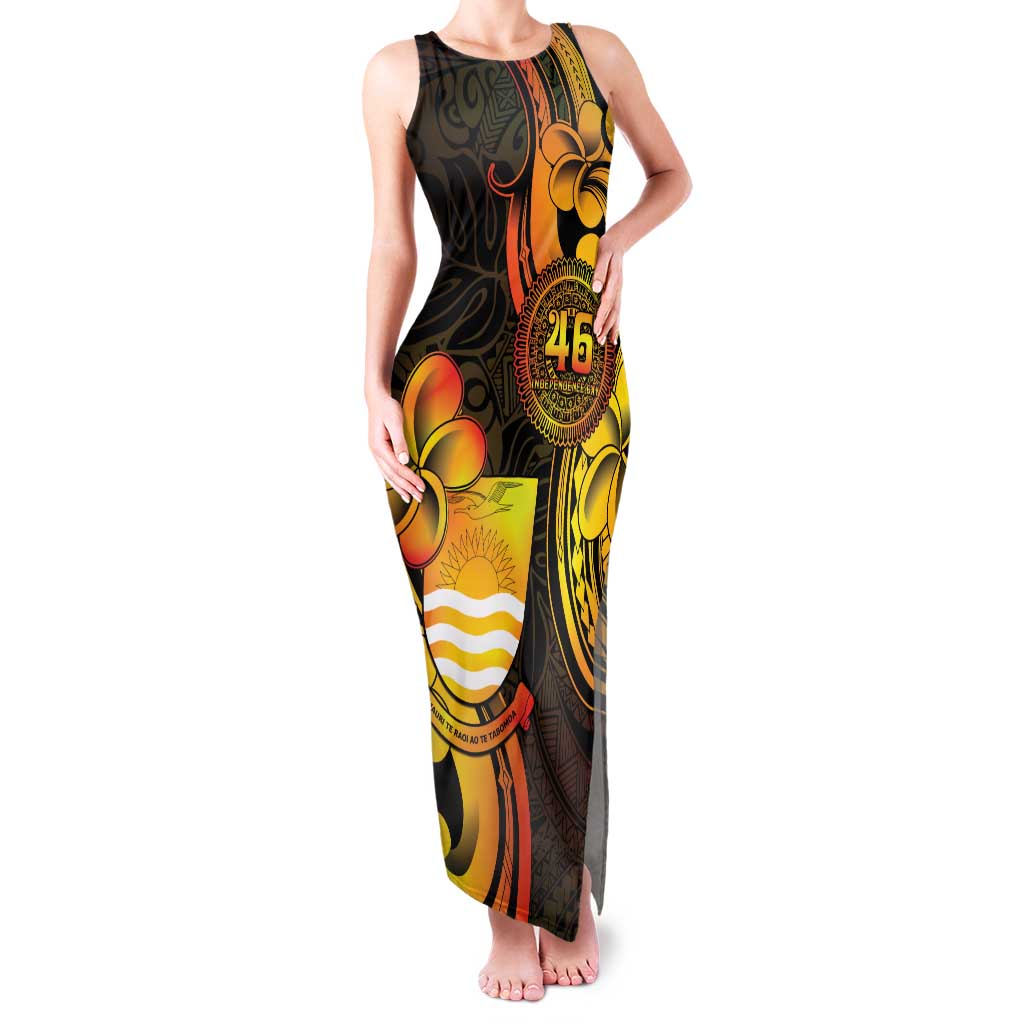 Personalised Kiribati Independence Day Family Matching Tank Maxi Dress and Hawaiian Shirt 46th Anniversary LT05 Mom's Dress Yellow - Polynesian Pride