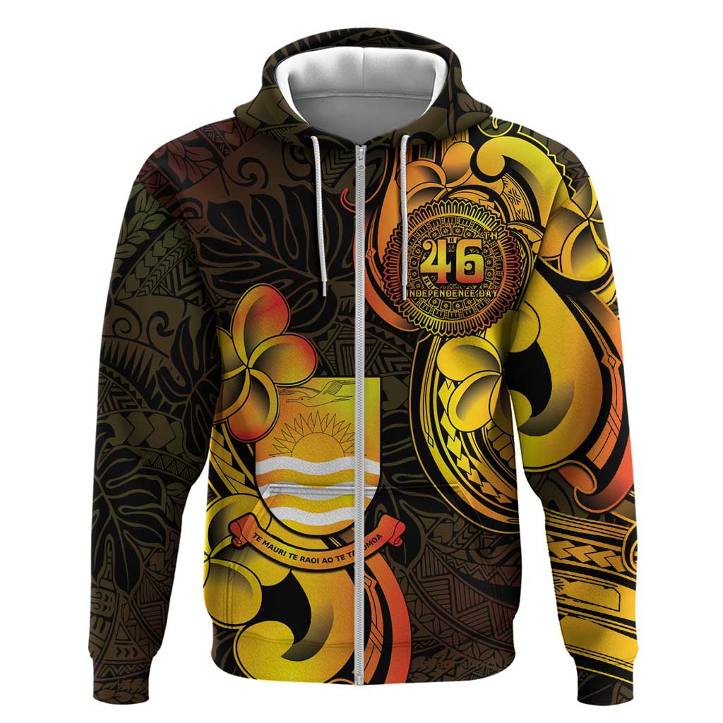 Personalised Kiribati Independence Day Hoodie 46th Anniversary LT05 Zip Hoodie Yellow - Polynesian Pride