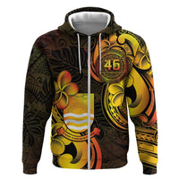 Personalised Kiribati Independence Day Hoodie 46th Anniversary LT05 Zip Hoodie Yellow - Polynesian Pride