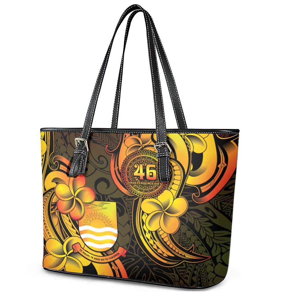 Personalised Kiribati Independence Day Leather Tote Bag 46th Anniversary LT05 - Polynesian Pride