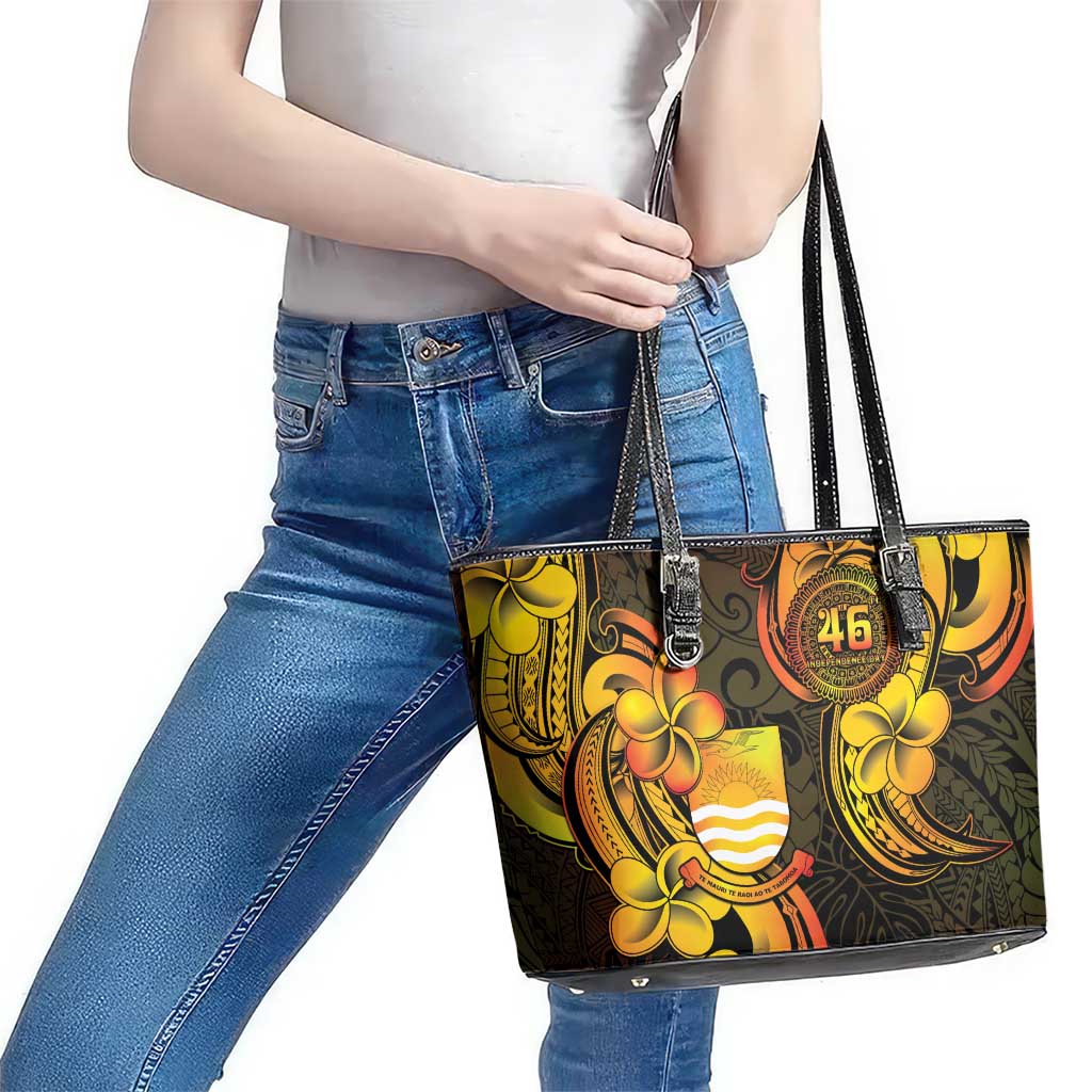 Personalised Kiribati Independence Day Leather Tote Bag 46th Anniversary LT05 - Polynesian Pride