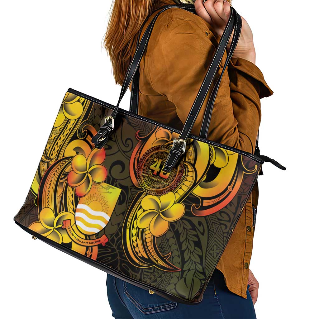Personalised Kiribati Independence Day Leather Tote Bag 46th Anniversary LT05 - Polynesian Pride