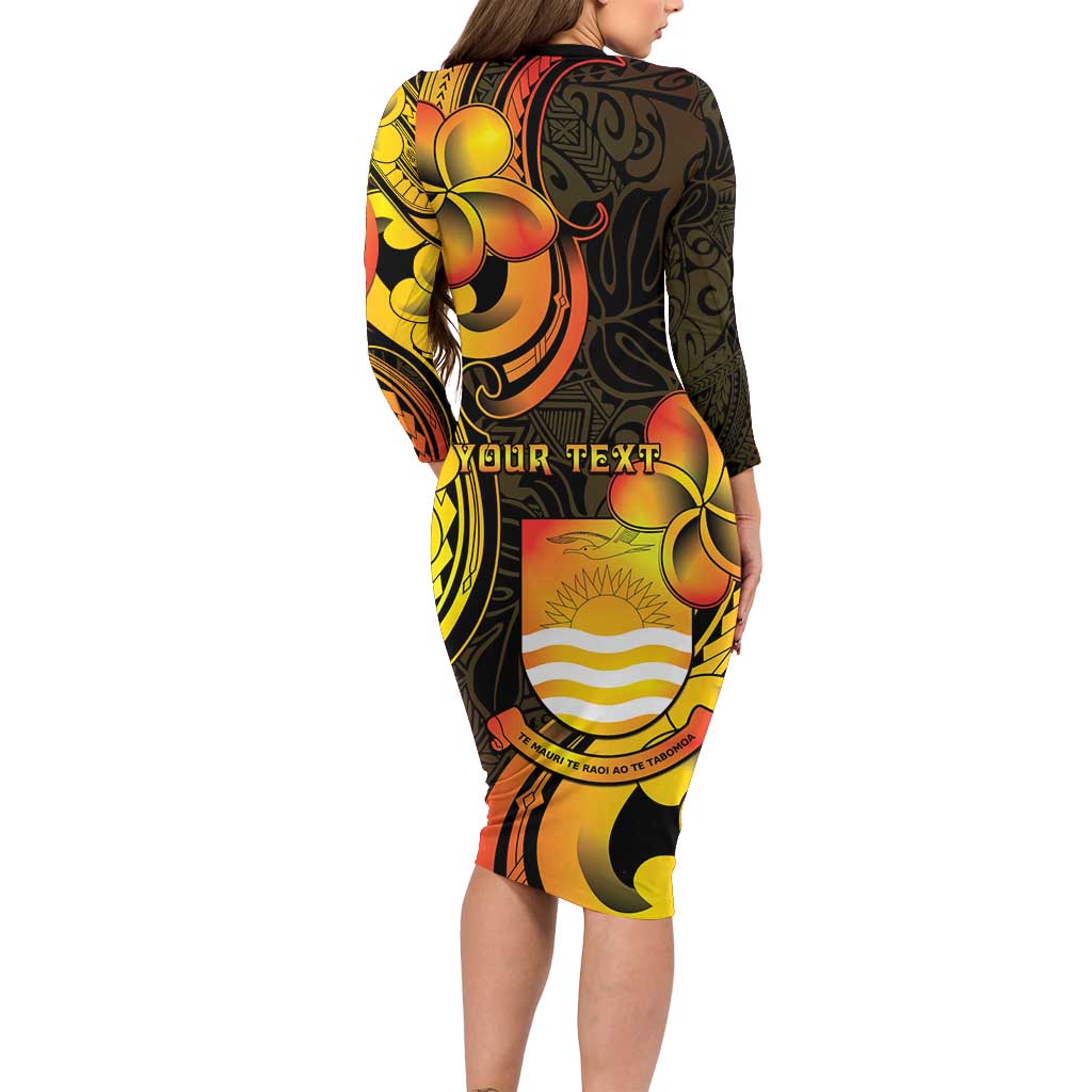 Personalised Kiribati Independence Day Long Sleeve Bodycon Dress 46th Anniversary LT05 - Polynesian Pride