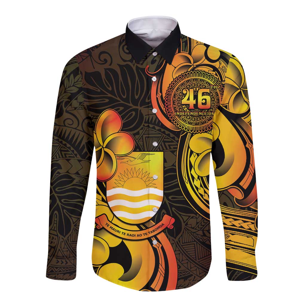 Personalised Kiribati Independence Day Long Sleeve Button Shirt 46th Anniversary LT05 Unisex Yellow - Polynesian Pride