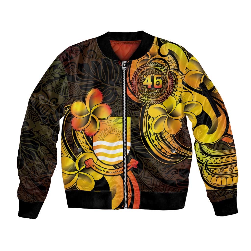 Personalised Kiribati Independence Day Sleeve Zip Bomber Jacket 46th Anniversary LT05 Unisex Yellow - Polynesian Pride