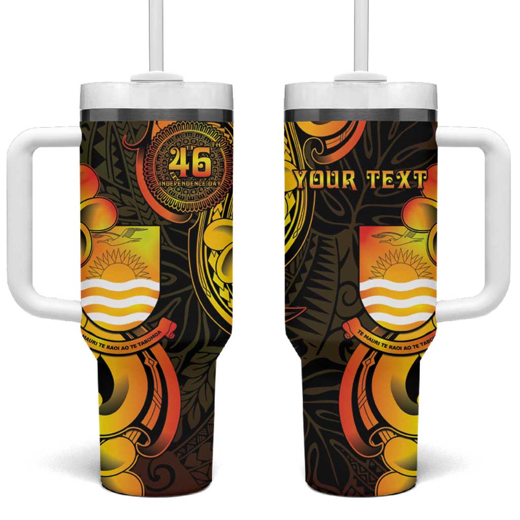 Personalised Kiribati Independence Day Tumbler With Handle 46th Anniversary LT05 One Size: 40 oz Yellow - Polynesian Pride