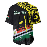 Personalised Vanuatu Penama Day Baseball Jersey Grunge Flag Style - Polynesian Pride