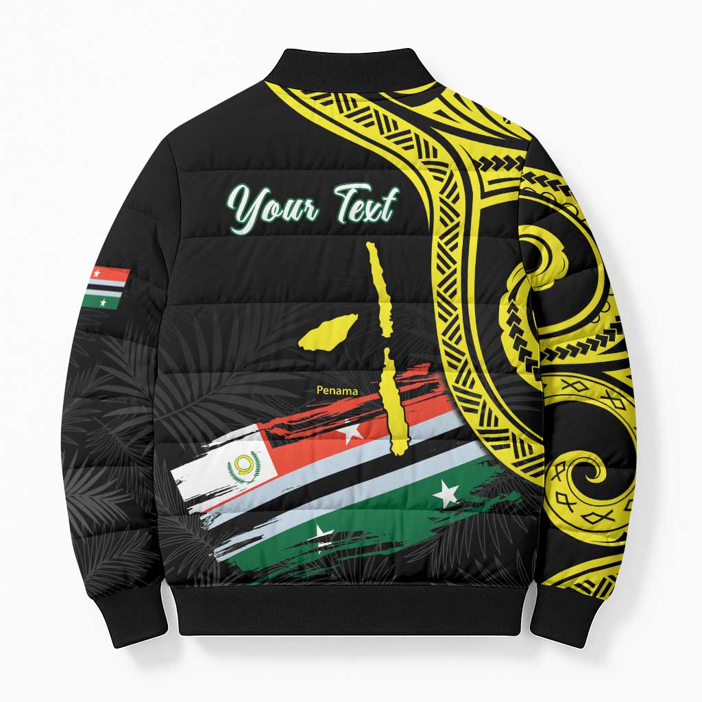 Personalised Vanuatu Penama Day Bomber Puffer Jacket Grunge Flag Style - Polynesian Pride