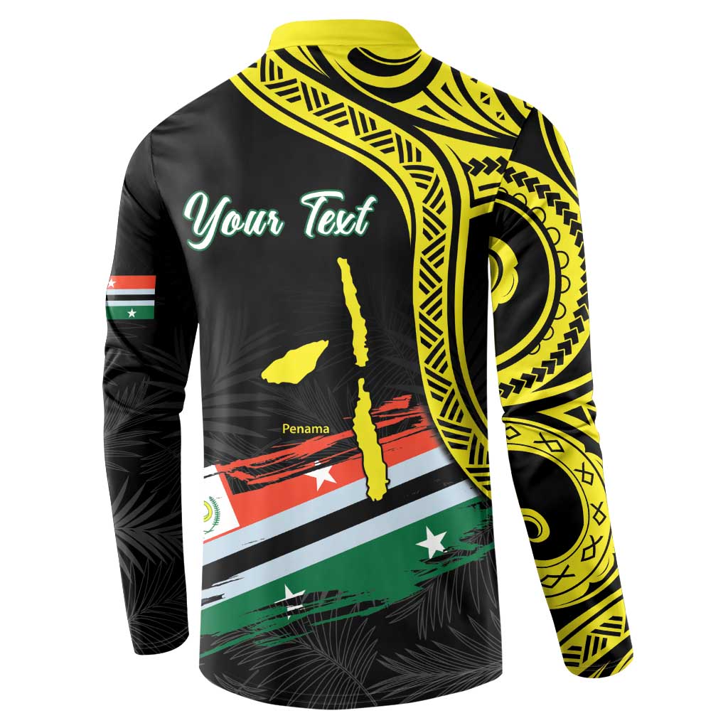 Personalised Vanuatu Penama Day Button Sweatshirt Grunge Flag Style - Polynesian Pride