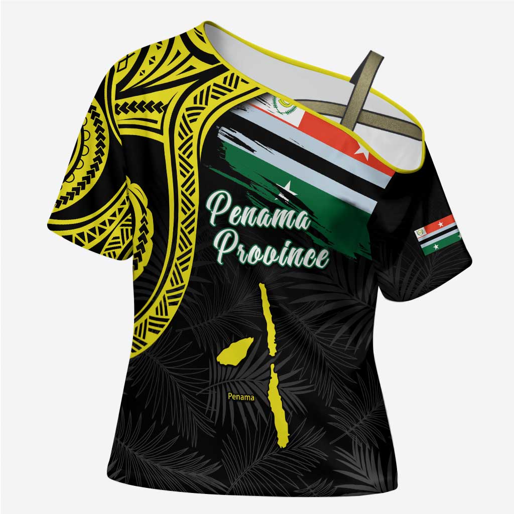 Personalised Vanuatu Penama Day Cross Shoulder Shirt Grunge Flag Style - Polynesian Pride