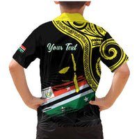 Personalised Vanuatu Penama Day Family Matching Mermaid Dress and Hawaiian Shirt Grunge Flag Style - Polynesian Pride