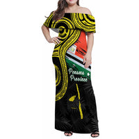 Personalised Vanuatu Penama Day Family Matching Off Shoulder Maxi Dress and Hawaiian Shirt Grunge Flag Style - Polynesian Pride