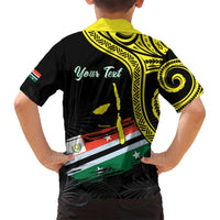Personalised Vanuatu Penama Day Family Matching Puletasi and Hawaiian Shirt Grunge Flag Style - Polynesian Pride