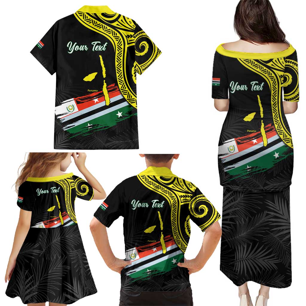 Personalised Vanuatu Penama Day Family Matching Puletasi and Hawaiian Shirt Grunge Flag Style - Polynesian Pride