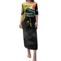 Personalised Vanuatu Penama Day Family Matching Puletasi and Hawaiian Shirt Grunge Flag Style - Polynesian Pride