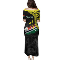 Personalised Vanuatu Penama Day Family Matching Puletasi and Hawaiian Shirt Grunge Flag Style - Polynesian Pride