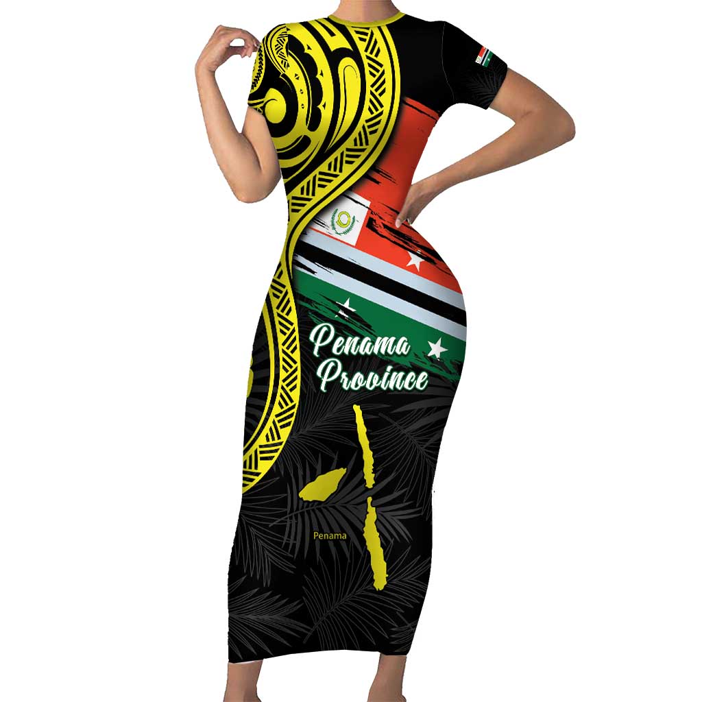 Personalised Vanuatu Penama Day Family Matching Short Sleeve Bodycon Dress and Hawaiian Shirt Grunge Flag Style - Polynesian Pride
