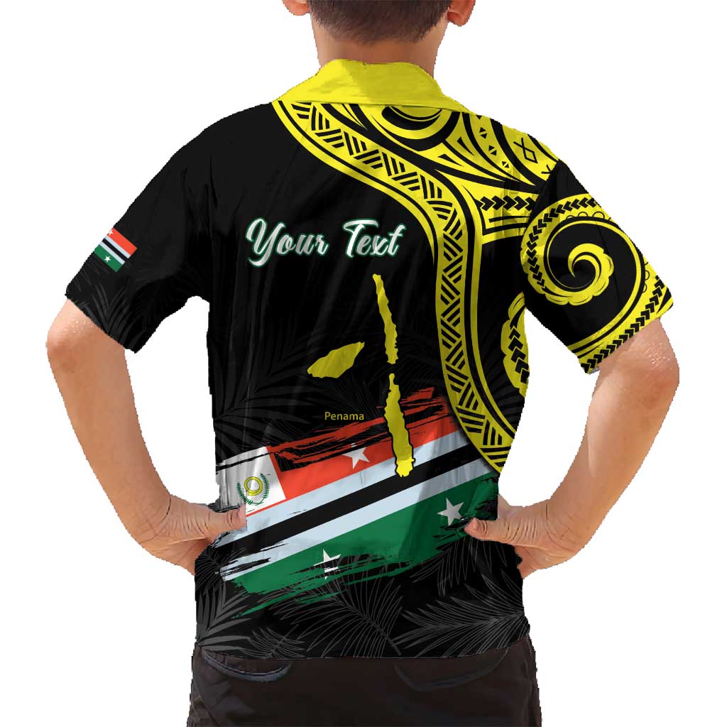 Personalised Vanuatu Penama Day Family Matching Tank Maxi Dress and Hawaiian Shirt Grunge Flag Style - Polynesian Pride