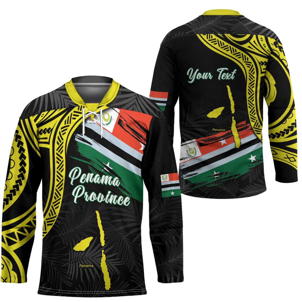 Personalised Vanuatu Penama Day Hockey Jersey Grunge Flag Style - Polynesian Pride