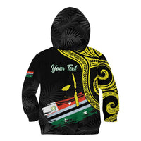Personalised Vanuatu Penama Day Kid Hoodie Grunge Flag Style - Polynesian Pride