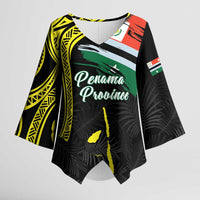 Personalised Vanuatu Penama Day Kimono Sleeve Blouse Grunge Flag Style - Polynesian Pride