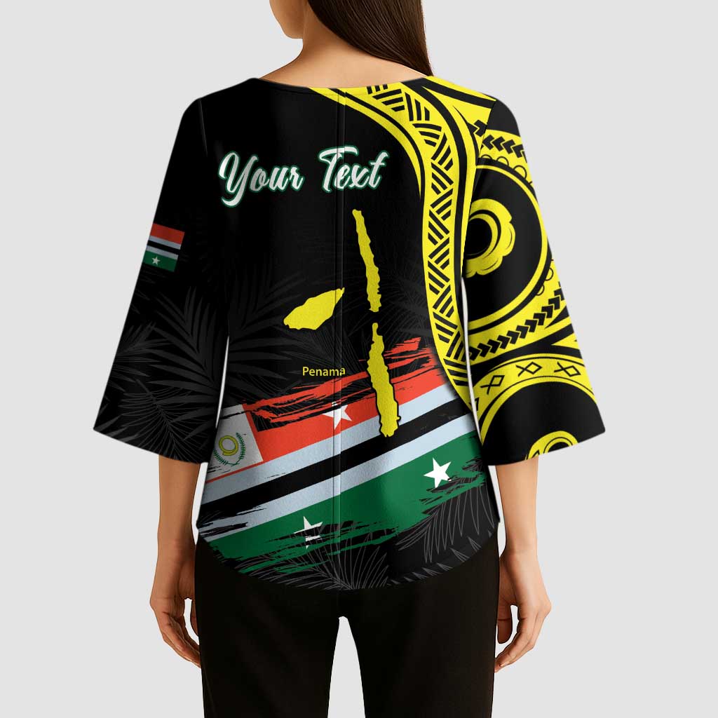 Personalised Vanuatu Penama Day Kimono Sleeve Blouse Grunge Flag Style - Polynesian Pride