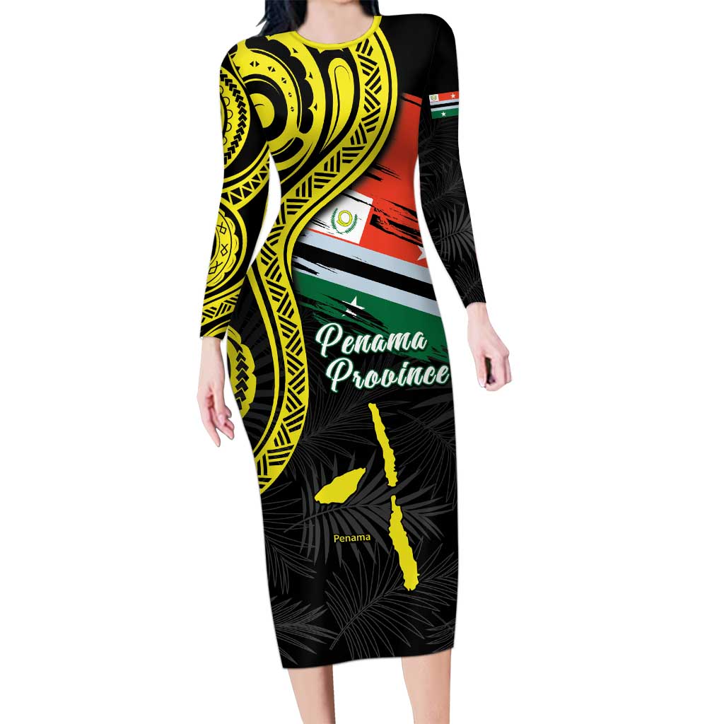 Personalised Vanuatu Penama Day Long Sleeve Bodycon Dress Grunge Flag Style - Polynesian Pride